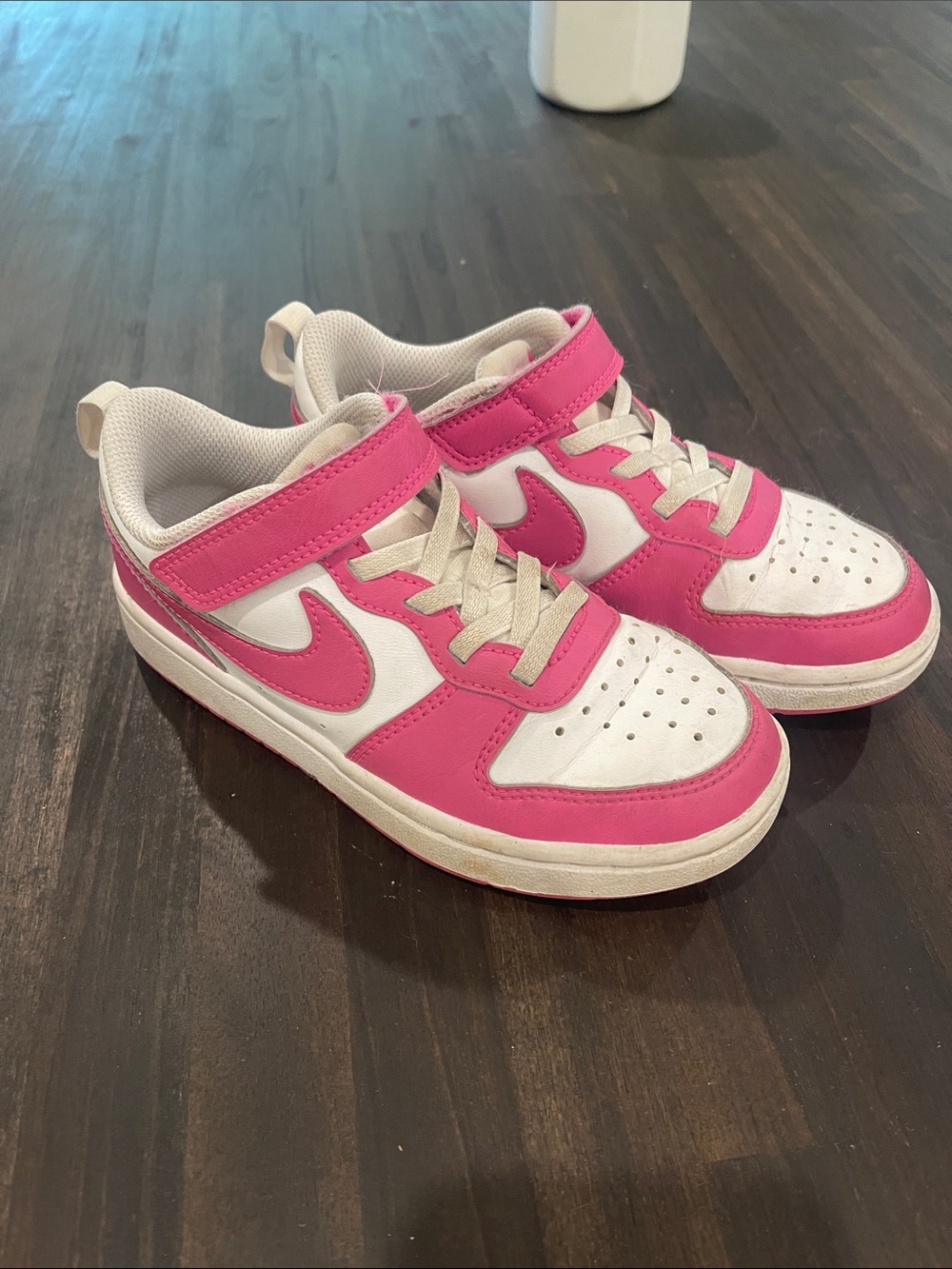 Nike Kids White and Pink Velcro Sneakers
